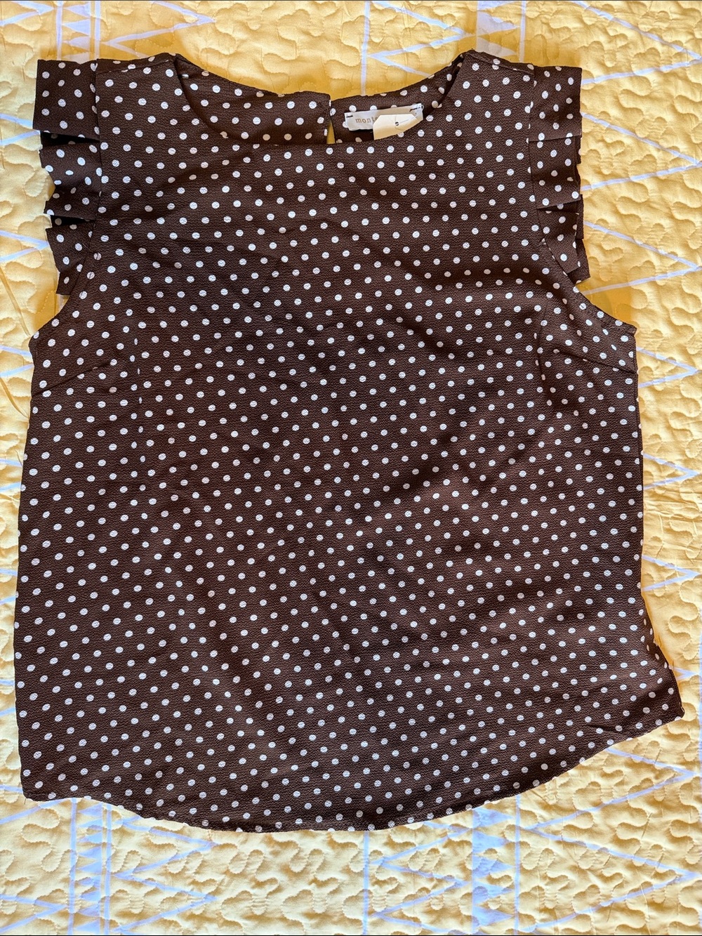 Monteau Brown Polka Dot Sleeveless Top